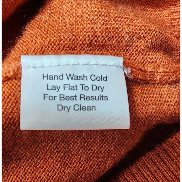 Mens Pronto Uomo Extra Fine Merino Wool V-Neck Sweater Rust Large - Picture 9 of 9